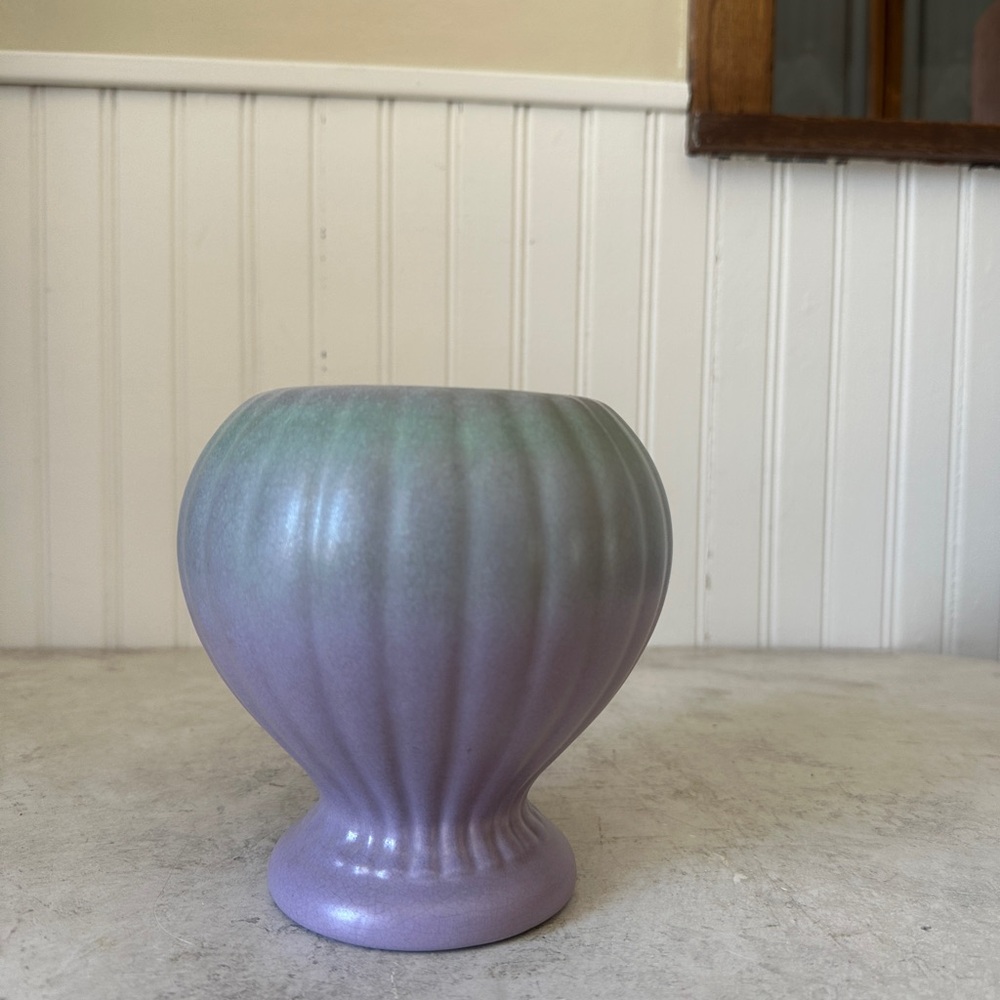 Vintage Rare RumRill Red Wing Pottery 294 Purple Aqua Ombre Vase Planter 1930’s